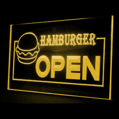 110065 OPEN Hamburger Fast Food Shop Cafe Home Decor Open Display illuminated Night Light Neon Sign 16 Color By Remote