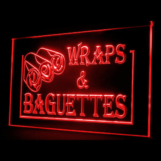 110081 Wraps Baguettes Sandwiches Subs Shop Home Decor Open Display illuminated Night Light Neon Sign 16 Color By Remote