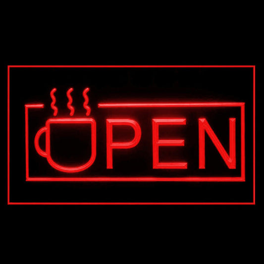 110091 OPEN Coffee Cup Lounge Cafe Shop Home Decor Open Display illuminated Night Light Neon Sign 16 Color By Remote