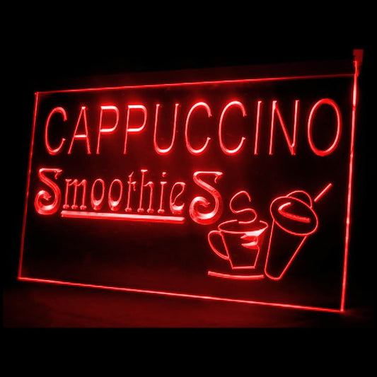 110104 Cappuccino Smoothies Coffee Cafe Shop Home Decor Open Display illuminated Night Light Neon Sign 16 Color By Remote