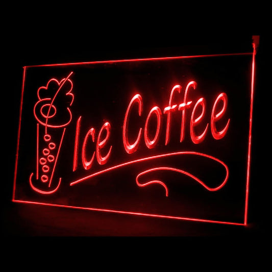 110106 Ice Coffee Cafe Shop Smoothie Bar Home Decor Open Display illuminated Night Light Neon Sign 16 Color By Remote