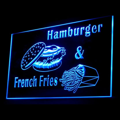 110142 Hamburger French Fries Fast Food Shop Cafe Home Decor Open Display illuminated Night Light Neon Sign 16 Color By Remote