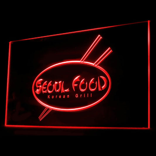 110158 Seoul Food Korean Restaurant Shop Home Decor Open Display illuminated Night Light Neon Sign 16 Color By Remote