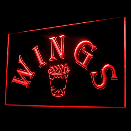 110161 Wings Fast Food Shop Cafe Home Decor Open Display illuminated Night Light Neon Sign 16 Color By Remote