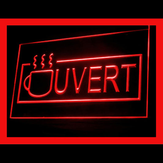 110165 OUVERT French Open Coffee Cafe Shop Home Decor Open Display illuminated Night Light Neon Sign 16 Color By Remote