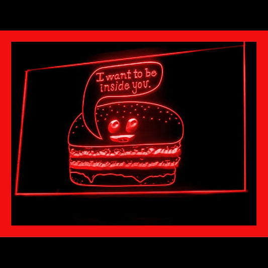 110166 Hamburger Fast Food Restaurant Shop Home Decor Open Display illuminated Night Light Neon Sign 16 Color By Remote
