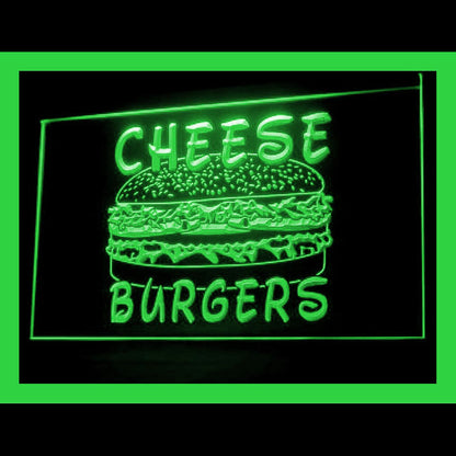 110184 Cheese Burgers Fast Food Shop Cafe Home Decor Open Display illuminated Night Light Neon Sign 16 Color By Remote