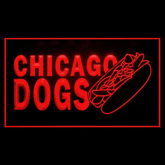 110185 Chicago Hot Dogs Fast Food Shop Cafe Home Decor Open Display illuminated Night Light Neon Sign 16 Color By Remote