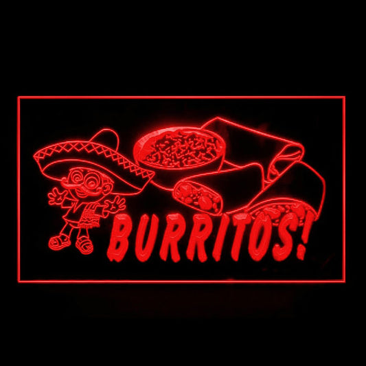 110186 Mexican Burritos Food Shop Cafe Home Decor Open Display illuminated Night Light Neon Sign 16 Color By Remote