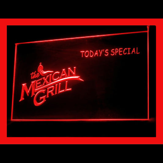 110190 Mexican Grill Today's Special Cafe Home Decor Open Display illuminated Night Light Neon Sign 16 Color By Remote