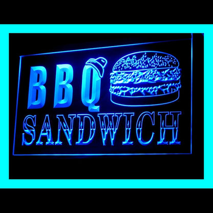 110193 BBQ Sandwich Burger Shop Cafe Home Decor Open Display illuminated Night Light Neon Sign 16 Color By Remote