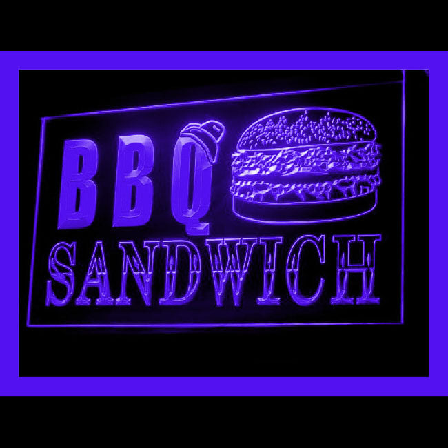 110193 BBQ Sandwich Burger Shop Cafe Home Decor Open Display illuminated Night Light Neon Sign 16 Color By Remote