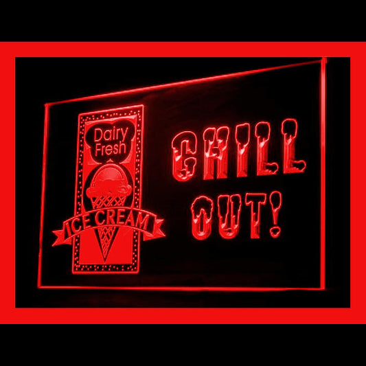 110196 Chill Out Fresh Ice Cream Cafe Shop Home Decor Open Display illuminated Night Light Neon Sign 16 Color By Remote