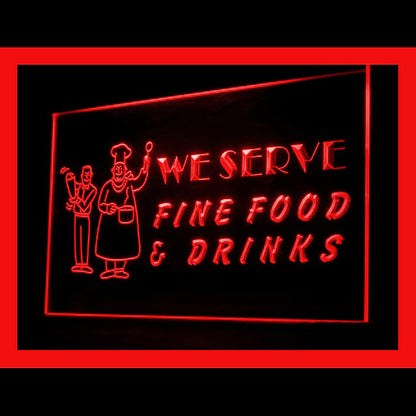 110208 Fine Food Drinks Cafe Restaurant Home Decor Open Display illuminated Night Light Neon Sign 16 Color By Remote