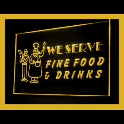 110208 Fine Food Drinks Cafe Restaurant Home Decor Open Display illuminated Night Light Neon Sign 16 Color By Remote