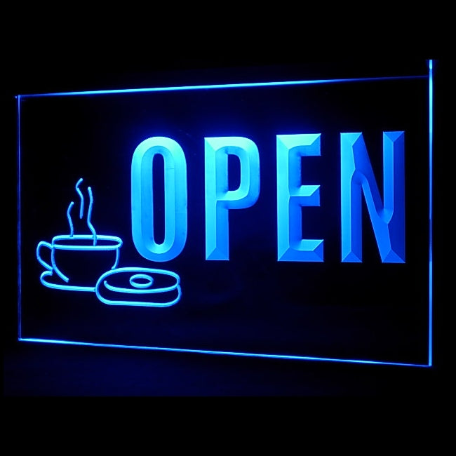 110213 OPEN Coffee Donuts Shop Cafe Home Decor Open Display illuminated Night Light Neon Sign 16 Color By Remote