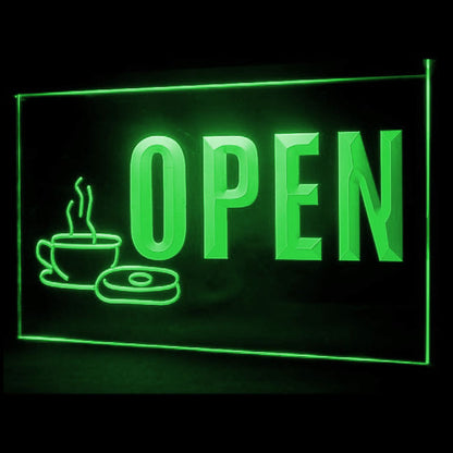 110213 OPEN Coffee Donuts Shop Cafe Home Decor Open Display illuminated Night Light Neon Sign 16 Color By Remote