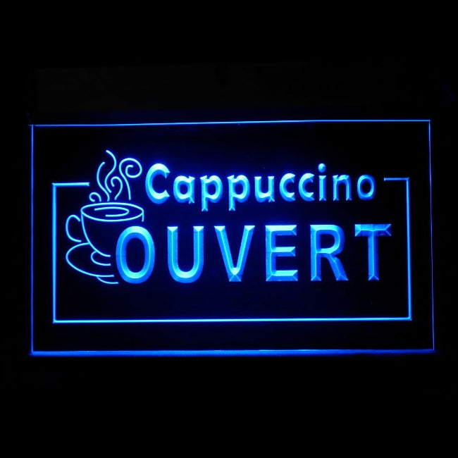 110225 OUVERT French Open Cappuccino Coffee Home Decor Open Display illuminated Night Light Neon Sign 16 Color By Remote