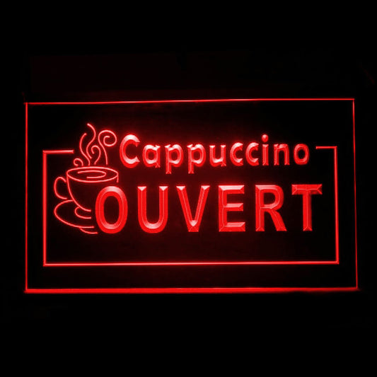 110225 OUVERT French Open Cappuccino Coffee Home Decor Open Display illuminated Night Light Neon Sign 16 Color By Remote