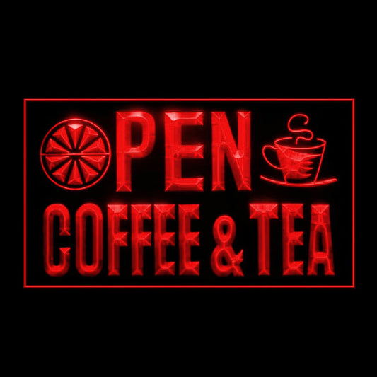 110232 OPEN Coffee Tea Cafe Shop Home Decor Open Display illuminated Night Light Neon Sign 16 Color By Remote