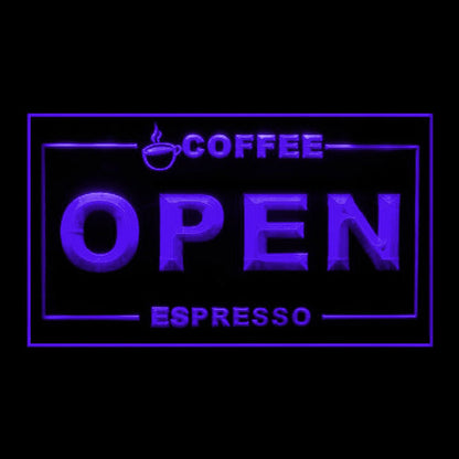 110258 Espresso Coffee Cafe Shop Home Decor Open  Home Decor Open Display illuminated Night Light Neon Sign 16 Color By Remote