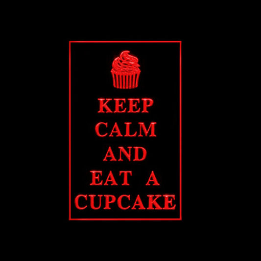 110277 Keep Calm Eat Cupcake Bakery Shop Home Decor Open Display illuminated Night Light Neon Sign 16 Color By Remote
