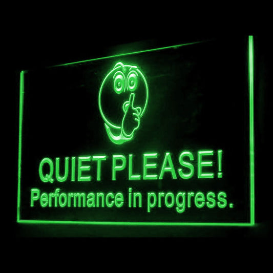120012 Performance in Progress Quiet Please Office Home Decor Open Display illuminated Night Light Neon Sign 16 Color By Remote