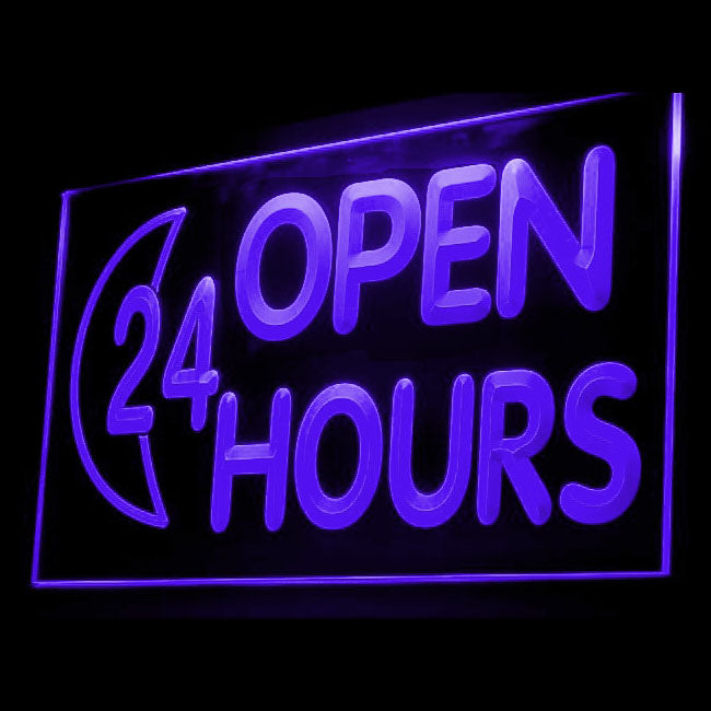 120014 OPEN 24 HOURS Shop Store Salon Cafe Home Decor Open Display illuminated Night Light Neon Sign 16 Color By Remote