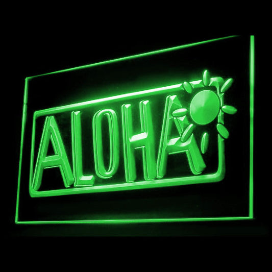 120084 Aloha Home Decor Shop Store Open Home Decor Open Display illuminated Night Light Neon Sign 16 Color By Remote