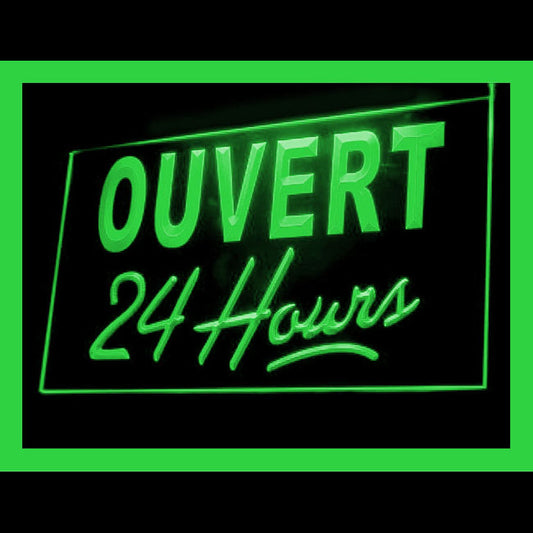 120121 24 Hours Ouvert French Open Shop Bar Home Decor Open Display illuminated Night Light Neon Sign 16 Color By Remote
