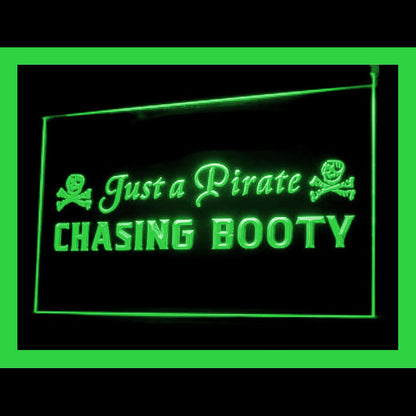 120153 Just a Pirate Chasing Booty Home Decor Open Display illuminated Night Light Neon Sign 16 Color By Remote