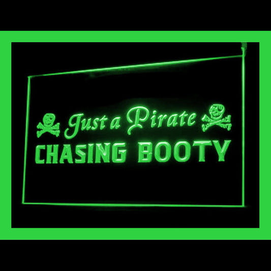 120153 Just a Pirate Chasing Booty Home Decor Open Display illuminated Night Light Neon Sign 16 Color By Remote