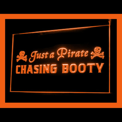 120153 Just a Pirate Chasing Booty Home Decor Open Display illuminated Night Light Neon Sign 16 Color By Remote