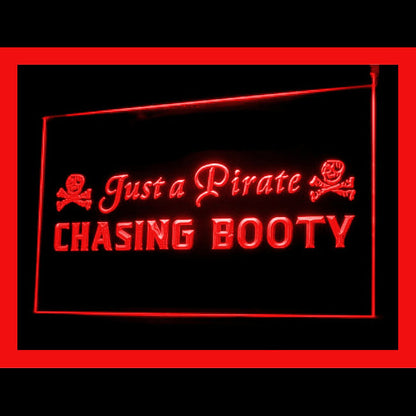 120153 Just a Pirate Chasing Booty Home Decor Open Display illuminated Night Light Neon Sign 16 Color By Remote