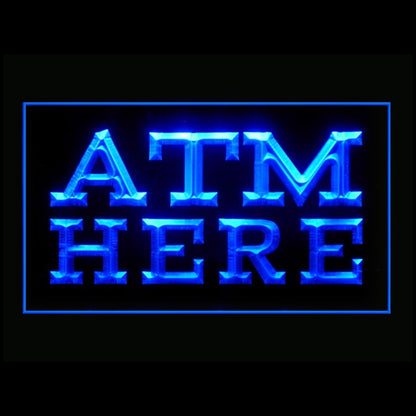 120170 ATM Here Deposit Check Banking Home Decor Open Display illuminated Night Light Neon Sign 16 Color By Remote