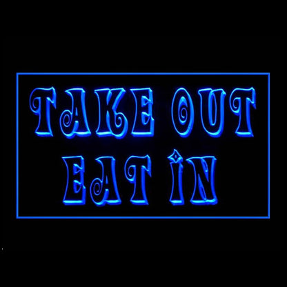 120183 Take Out Eat In Restaurant Cafe Bar Home Decor Open Display illuminated Night Light Neon Sign 16 Color By Remote