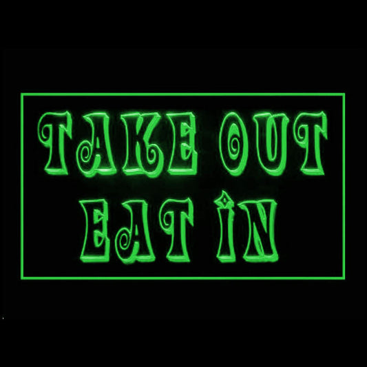 120183 Take Out Eat In Restaurant Cafe Bar Home Decor Open Display illuminated Night Light Neon Sign 16 Color By Remote