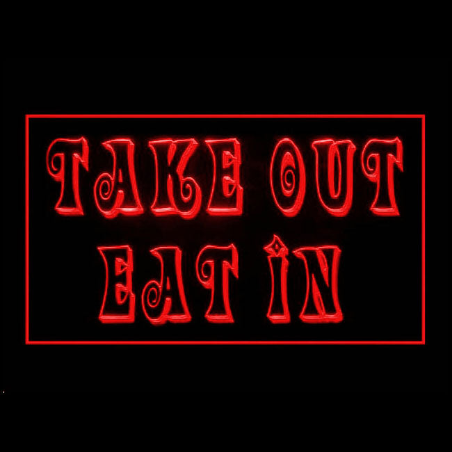 120183 Take Out Eat In Restaurant Cafe Bar Home Decor Open Display illuminated Night Light Neon Sign 16 Color By Remote