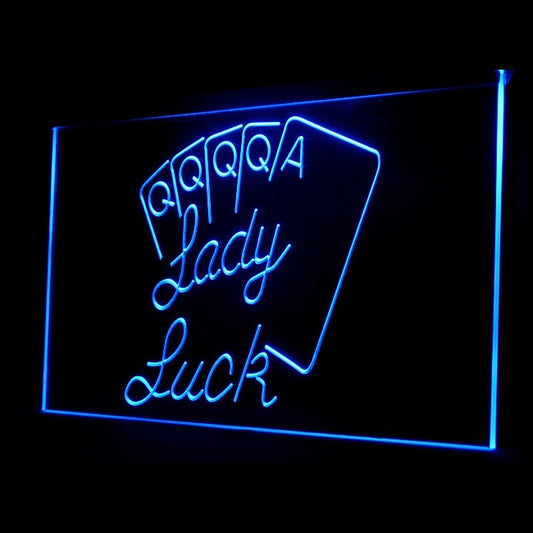 130029 Lady Luck Poker Game Casino Ace Home Decor Open Display illuminated Night Light Neon Sign 16 Color By Remote