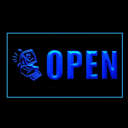 130039 Open Computer Repair Shop Store Center Home Decor Open Display illuminated Night Light Neon Sign 16 Color By Remote