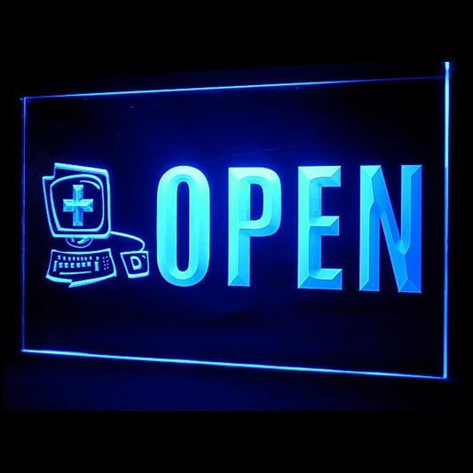 130040 Open Computer Repair Shop Store Center Home Decor Open Display illuminated Night Light Neon Sign 16 Color By Remote