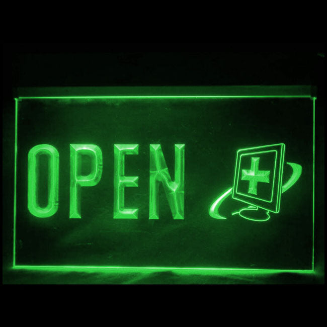 130041 Open Computer Repair Shop Store Center Home Decor Open Display illuminated Night Light Neon Sign 16 Color By Remote