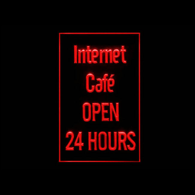 130050 OPEN Internet Cafe 24 Hours Bar Home Decor Open Display illuminated Night Light Neon Sign 16 Color By Remote