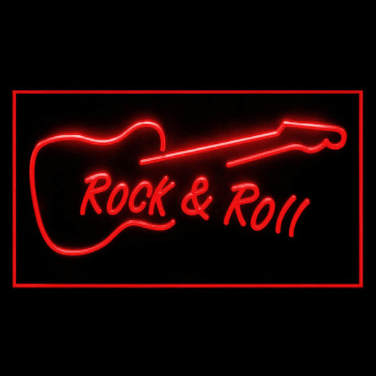 140009 Rock and Roll Guitar Music Band Room Live Home Decor Open Display illuminated Night Light Neon Sign 16 Color By Remote