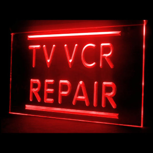 140027 TV VCR Repair Shop Store Home Decor Open Display illuminated Night Light Neon Sign 16 Color By Remote