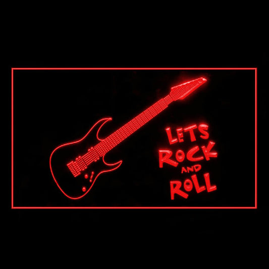 140075 Guitar Let's Rock n Roll Music Live Show Home Decor Open Display illuminated Night Light Neon Sign 16 Color By Remote