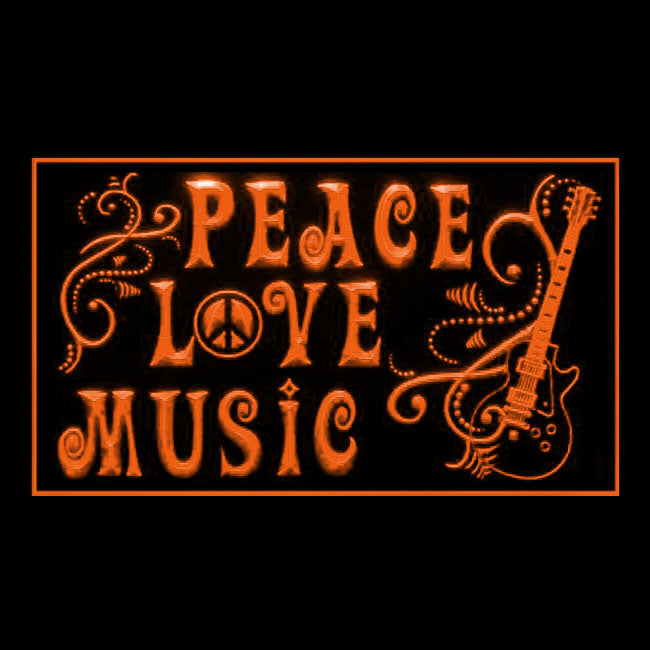 140139 Peace Love Music Guitar Shop Home Decor Open Display illuminated Night Light Neon Sign 16 Color By Remote