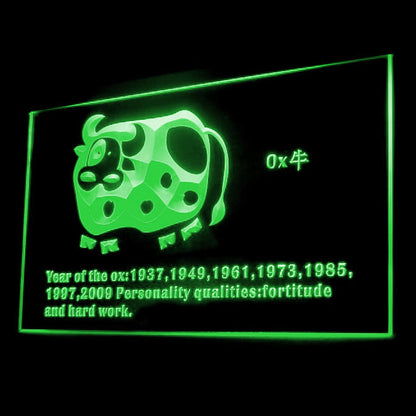 150003 Chinese Zodiac Cow Ox Fortune Home Decor Open Display illuminated Night Light Neon Sign 16 Color By Remote