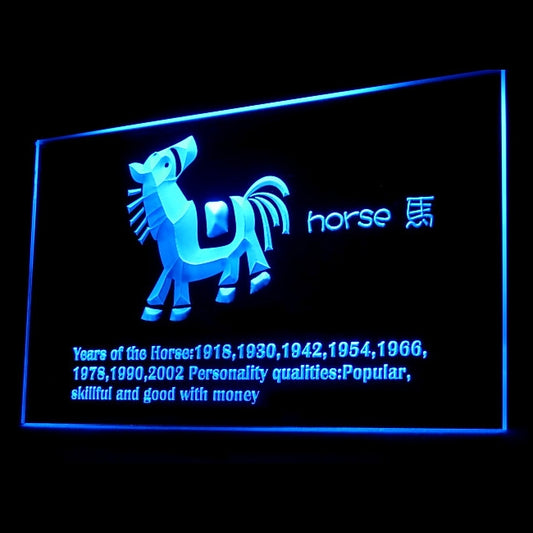 150005 Chinese Zodiac Horse Myth Month Year Home Decor Open Display illuminated Night Light Neon Sign 16 Color By Remote
