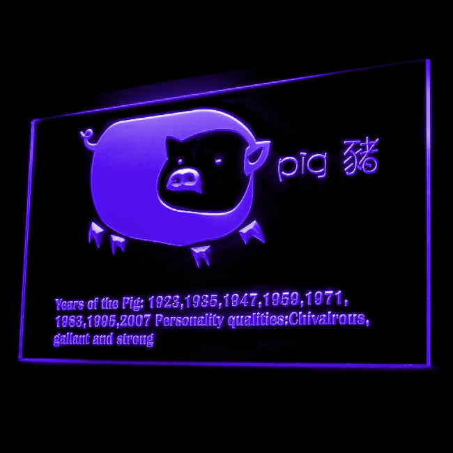 150009 Chinese Zodiac Pig Tai Chi Home Decor Open Display illuminated Night Light Neon Sign 16 Color By Remote